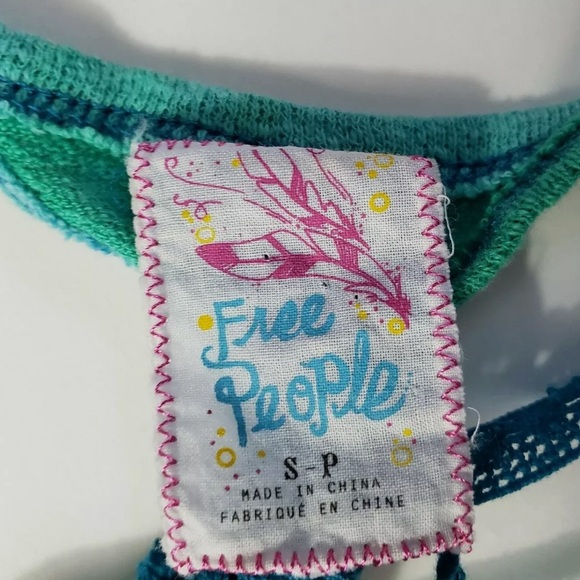 Free People Tie-Dye Halter Top With Open Back, Green and Blue, Women’s Small - Picture 7 of 7